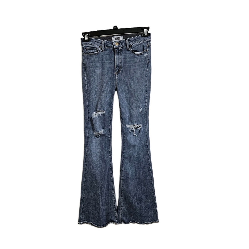 Paige Jean Women 29 High Rise Bell Canyon Distressed Flare Raw Hem Anthropologie
